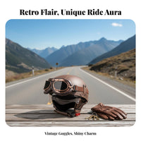 PU Leather Half Helmet Breathable Retro PU Leather Helmet Riding Gear All-Season Lightweight for Grown-up S, Downtown Commuting
