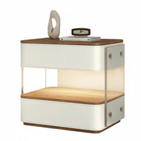Modern Design Illuminated Nightstand with Wireless Charging Minimalist Aesthetic Illuminated Charging Cabinet Integrated light-emitting diode Lighting Bedside Table tap Control for Homeowners, technology lovers, Students, Home, Apartment, Guest Room