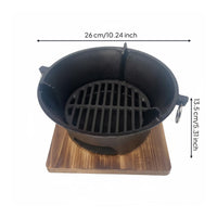 Thickened Design Cast Iron Charcoal Grill Excellent Heat Retention Cast Iron Dry Pot Grill Long-Lasting for Yakiniku Lovers, Outdoor