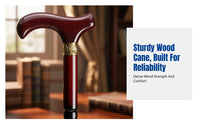 Wooden Non-Slip Four-Legged Stable Cane for Seniors, Adjustable Handle