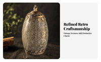 Wind Lantern Japanese-Influenced Vintage Lantern Embossed Floral for Home Display