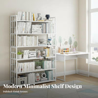 Industrial Aesthetic Multi-Tier Exposed Bookshelf Space-Saving Design Multi-Tier Exposed Bookcase Large Capacity Shelving Unit Sturdy Construction for Book Lovers, Students, Homeowners, Living Room, Study, Bedroom, Entryway