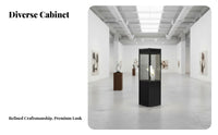 Aluminum Alloy Frame Glass Display Case Adjustable Shelves Glass Door Display Case Multi-Purpose Freestanding Curio Cabinet Easy to Assemble for Exhibitors, Museum Personnel, Exhibition, Retail Shop, Living Room, Home Office