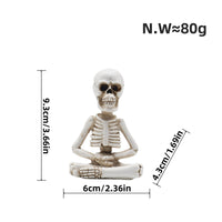 Weathered Finish Skeleton Figurine Seated Resin Skeleton Compact Skull Figurine Tabletop