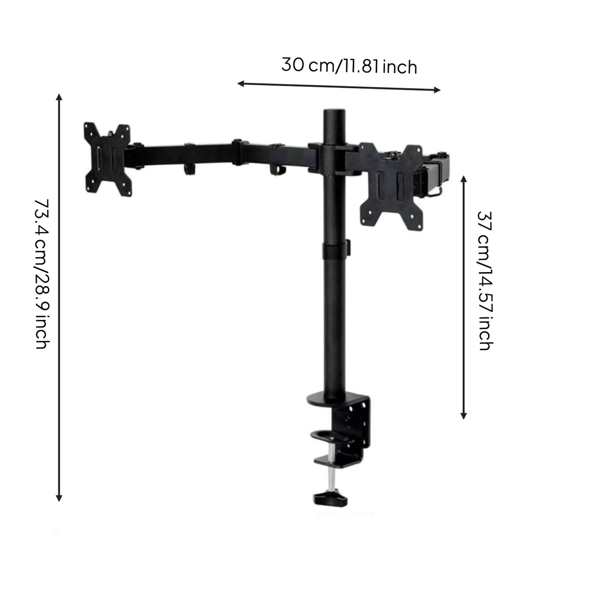 Two Display Arm Display Mount System Compatible Computer Accessory Rotating for Workstation, Home Office