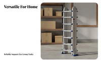 Foldable Multi-Purpose Folding Ladder Adjustable Height Multi-Position Ladder Heavy-Duty Anti-Slip Feet for DIY Enthusiasts, Construction Workers, Indoor, Garage, Workshop, Outdoor