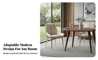Modern Minimalist Design Upholstered Side Chair with Metal Legs Light Luxury aesthetic Dining Seating Soft Padded Seat Indoor Furniture Ergonomic Backrest for Restaurant Owners, Interior Designers, Kitchen, Living Room, Waiting Area, Office