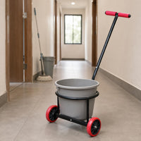 Hand-Push Bucket Cart Angled Handle Rolling Utility Cart Heavy Duty Metal Trolley for Household Flooring