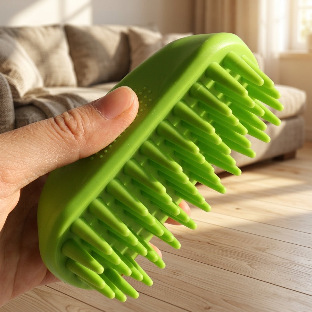 Dog Brush and Cleaning Brush for Bath Massage, Oval Blue Silicone Pet Grooming Massage Tool, Soft Dog Brushes for Grooming Short Haired Dogs