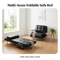 Foldable Design Convertible Futon Bed Space-Saving Tufted Folding Sofa Bed Multi-Functional Household Furniture Easy Assembly for Small Apartment Dwellers, Students, Homeowners, Living Room, Bedroom, Home Office
