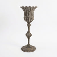 Antique-Style Decorative Vessel Vintage Metal Urn Distressed Pedestal Bowl Rustic for Wedding Centerpieces, Boutique Displays