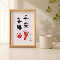 Newborn Picture Frame, Hand and Footprint Kit for Babies, Wooden Frame with Ink Pad, Gift for Expecting Parents