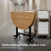 Foldable Round Dining Table Easy Storage Round Folding Table High Capacity Event Furniture for Caterers, Restaurant Owners, Banquets, Wedding, Parties