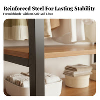 Freestanding Clothes Rack System Stable Structure Metal Clothes Rack with Shelves Space Saving Metal Frame Closet Organizer for Cloakroom