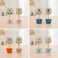Alphabet Matching Toy Wooden Letter Matching Blocks Child-Centered Word Spelling Game for Preschool