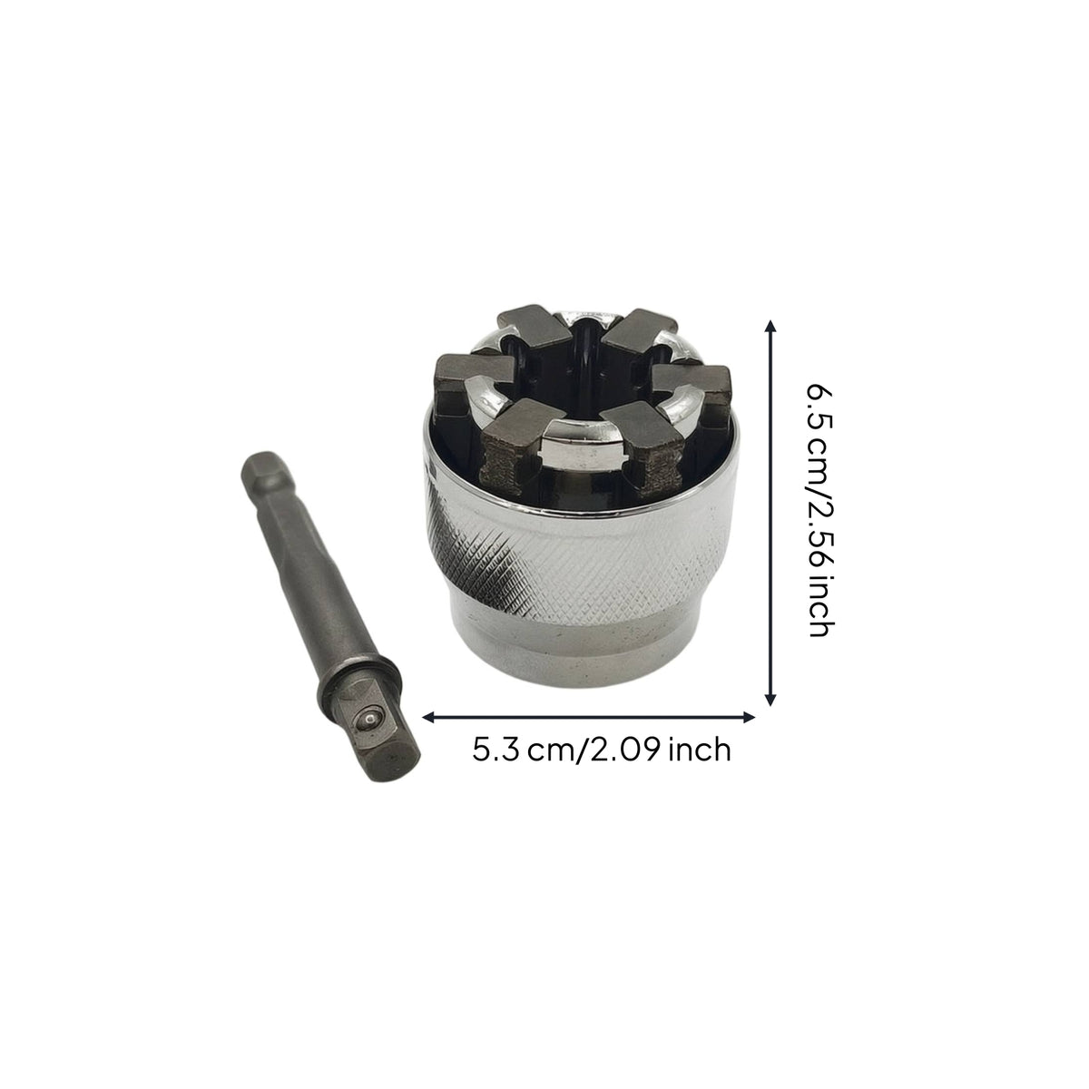 Socket Adapter with Rod Knurled Hex Socket Adapter Tool Accessory Anti-Slip Heavy Duty for Mechanics, Tight Spaces, Workshop