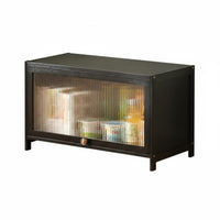 Spacious Storage Slimline Slatted Credenza Large Capacity Slimline Cabinet with Woven Doors Door Closure TV Stand Breathable Design for Apartment Dwellers, Homeowners, Adults, Living Room, Bedroom, Entertainment Area