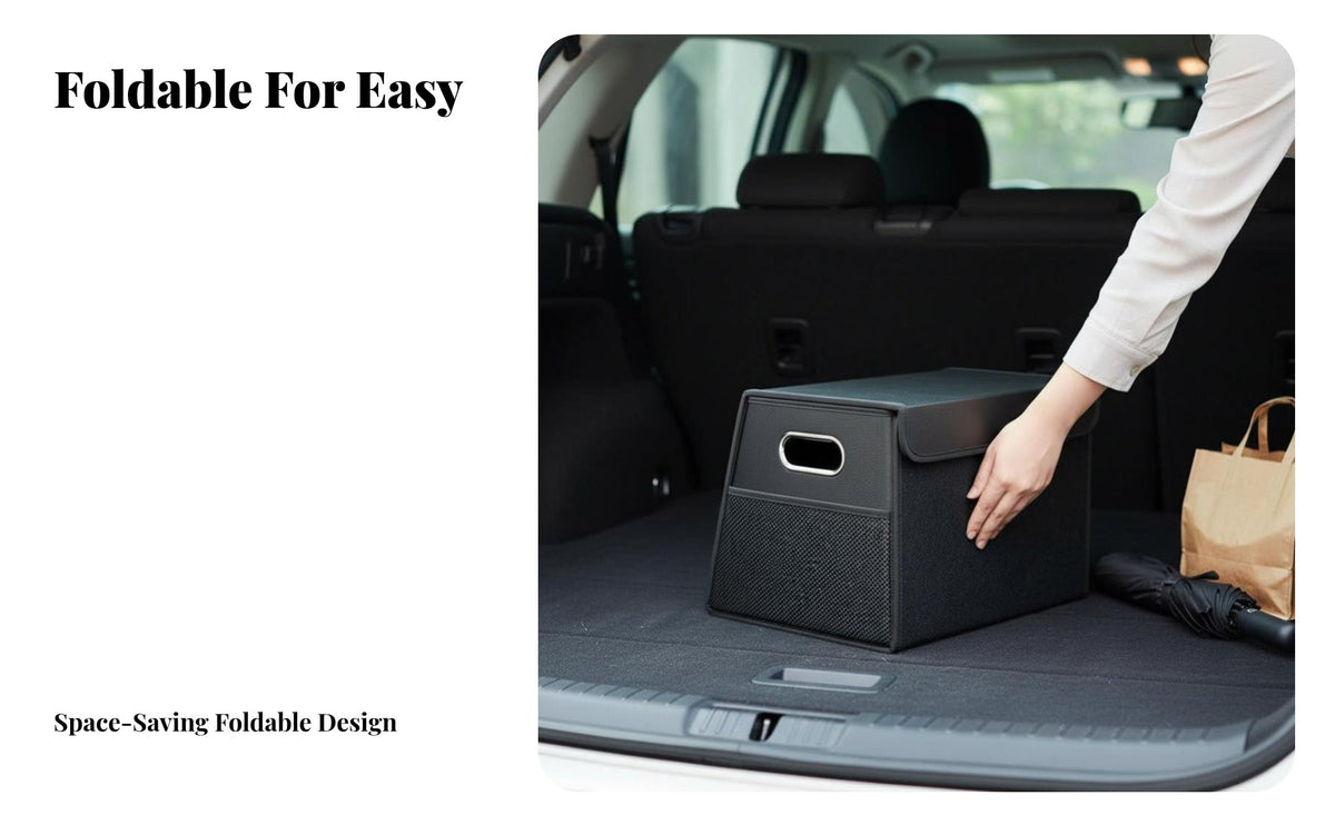 Slanted Design Foldable Trunk Bin Large Capacity Foldable Storage Bin with Lid Collapsible Car Organizer Spacious for SUV Owners, Families, Travelers, Road Trips, Grocery Shopping, Camping, Back Seat