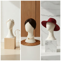 Cloth-coveredCovered Headwear Display Form Linen-Look Hairpiece Head Stand Neutral Hairpiece Stand Sturdy for Boutiques, Stylists, Studios, Home Organization