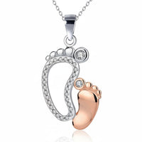 Big and Small Feet Pendant Necklace Sentimental Gift Mom and Baby Feet Necklace