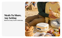 Waterless Heating Electric Heated Lunch Box Latching Lid Cordless Heated Lunch Box for Office, on the Go