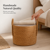 Handwoven Bamboo Wicker Storage Basket Nordic Style Flower Basket Large Capacity Floor Decor