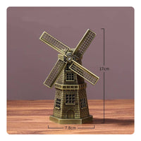 Dutch Wind Machine Replica Model Zinc Alloy Tabletop Ornament Retro Design