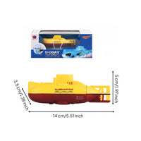 Rechargeable Wireless Control Underwater Vehicle Battery-Powered RC Underwater Vehicle Toy Plastic Aquatic Plaything Yellow and Red