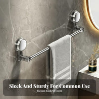 Drilltool-Less Installation Extendable Suction Towel Bar Traceless Removal Bathroom Hardware Waterproof Wall Rack Rust-Proof for Renters, Homeowners, Adults, Washroom, Shower Area, Kitchen