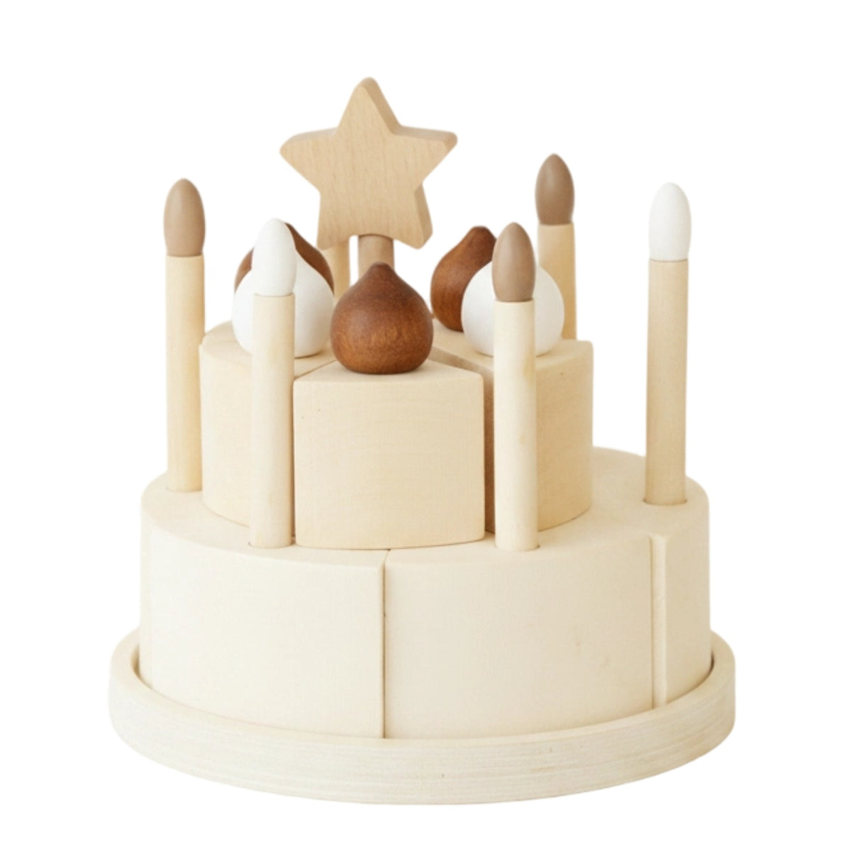 Matte Finish Screen Fun Pretend Pretend Cake Set Wooden Birthday Cake Toy for Display