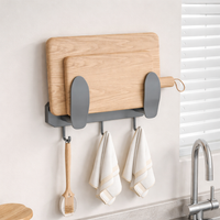 Wall-Mounted Pan Lid Holder, Automatic Pan Organiser, Modern Metal Saucepan Lid Storage for Small Kitchens