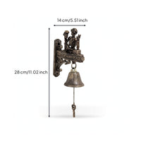 Antique-Style Wall Sign with Bell Ornate Decorative Wall Bell Rustic Decor Welcome for Patio