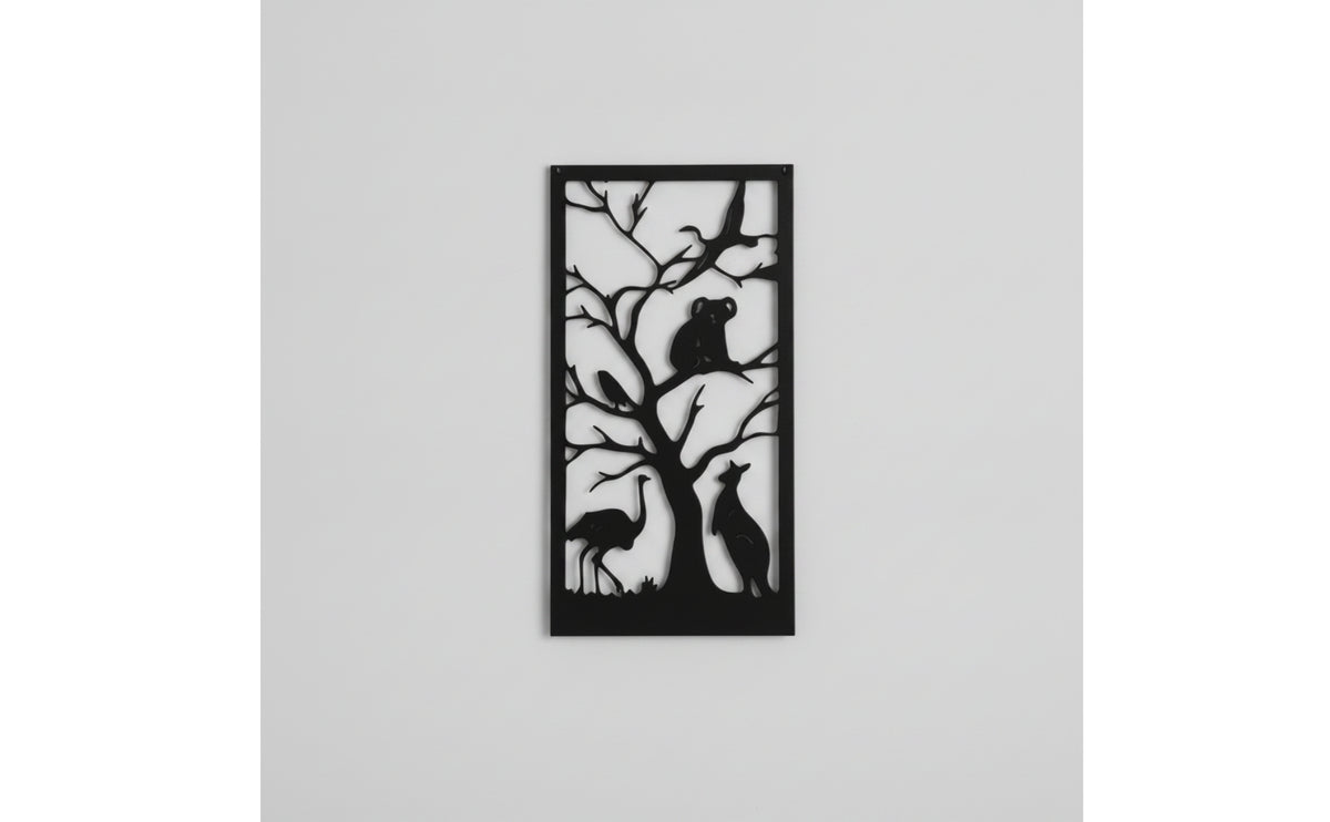 Cut Wall Panel with Tree Design | Rectangular, Metal Wall Decor, for Living Room