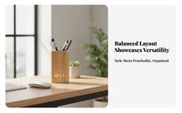 Wood Desk Clock Holder Office Item Space-Saving LED Pen Holder Clock Easy to Read Open-Top Smooth Finish for Desktop