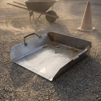 Two Side Handles Heavy-Duty Dustpan Silver-Gray Silver-Gray Finish Steel Dustpan Raised Side Handle Cleaning Tool Wide Rectangular for Mine, Outdoor