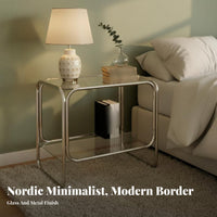 Minimalist Design Clear Multi-Tier Table Modern Aesthetic Wavy Transparent Table Space-Saving Nightstand Easy to Clean for Apartment Dwellers, Interior Designers, Living Room, Bedroom, Small Spaces, Entryway