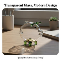 Glass Piggy Bank Decorative Glass Pig Currency Bank Pig Shaped Savings Jar Simple Design Clear Creature Coin Container Sleek