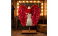 Handmade Red Angel Wings Feathered Downward Angel Wings Easy Wear Wing Set Elastic Straps
