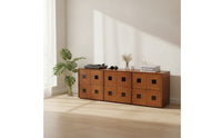 3 Pieces Modular Cabinet Geometric Low-Profile Sideboard Minimalist Cabinet with Sliding Doors for Living Room, Bedroom