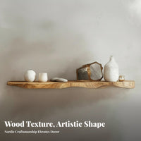 Uncut Edge Rim Levitating Shelf Natural Wood Grain Uncut Edge Rim Wooden Board Easy Installation Wall-Mounted-Mounted Decor for Homeowners