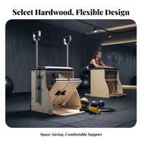 Solid Wood Frame Pilates Stability Chair Multifunctional Pilates Wunda Chair Studio Quality Fitness Equipment Adjustable Resistance for Home Workout Users, Physical Rehabilitation Patients, Seniors, Core Training, Rehabilitation Center, Gym