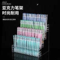 Acrylic Step Pen Holder Transparent Storage Display Rack for Desk