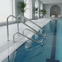 2 Pieces Pool Handrail 304 Stainless Steel Pool Handrail with Mounting Base for Homeowners, Hotel Owners, Spa