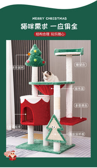 AINI Christmas Series Cat Tree with Scratching Post and Hideout