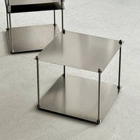 Stainless Steel Modular Shelf Next to Sofa, Brushed Multi-layer Stackable Storage Display Rack, Minimalist Premium