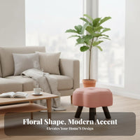 Hardwood Wood Frame Low Padded Footstool Soft pad Upholstered Ottoman Multi-Functional Small Stool Minimalist Design for Children, Homeowners, Office Workers, Living Room, Entryway, Bedroom