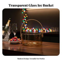 Glass Ice Container with Handle Sturdy Ice Container Beverage Tub with Handles Easy to Clean Portable Drink Chiller Tub Wide