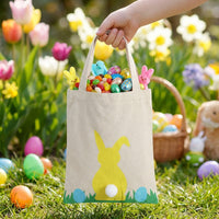 Easter Bunny Easy-Carry Tote-Carry Handle Cuddly Tail Bunny Bag Soft Material children's Treats Tote for Children, Young Children, Gift Giving