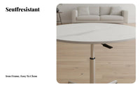Adjustable Height Round elevatingTop End Table Movable Living Room Furniture Modern Design Space-Saving for Apartment Dwellers, Homeowners, Students, Bedroom, Home Office, Hallway