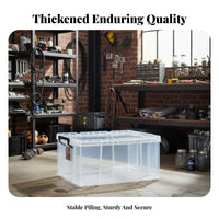 Large Capacity sturdyDuty Stackable Container durable Design sturdyDuty Lidded Tote Multi-Functional Storage Box Easy to Clean for automobile Owners, Outdoor aficionados, Camping, Moving, Basement, Workshop